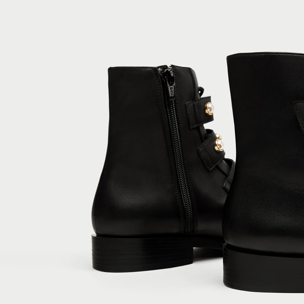 Zara Pearl Embellished Biker Boots - Picture 4 of 10